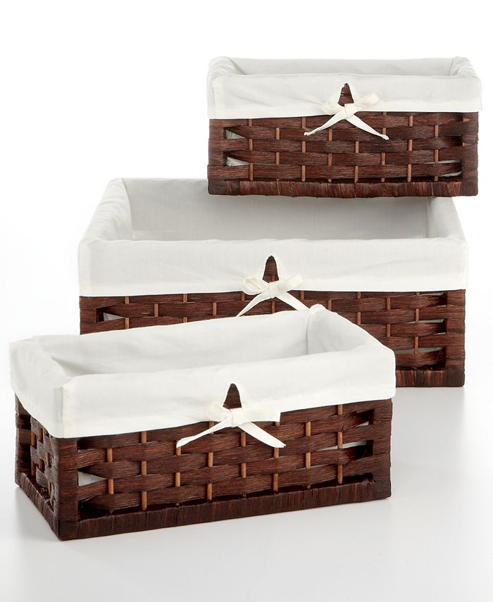 Household Essentials - Storage Baskets, Set of 3 Paper Rope Utility