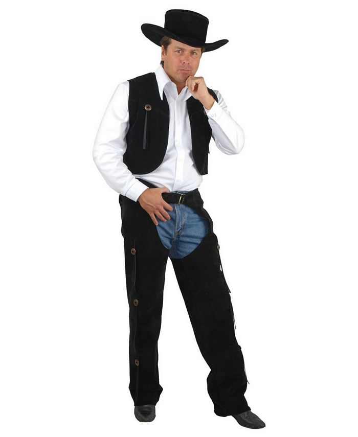 BuySeasons Men's Black Suede Chaps and Vest Adult Costume Macy's
