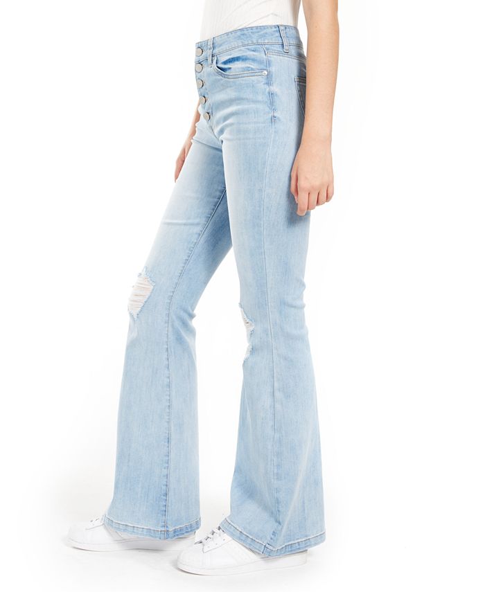 Dollhouse Juniors' Ripped ButtonFly FlareLeg Jeans Macy's