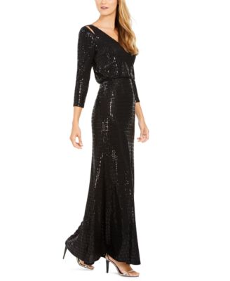 calvin klein sequined cutout blouson gown