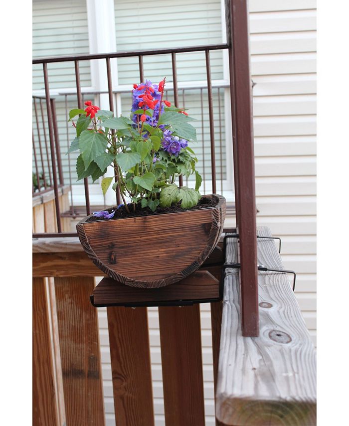 Gardenised Half Barrel Adjustable Deck Railing Planter & Reviews