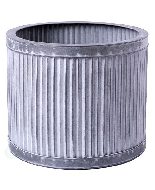 Gardenised Rustic Galvanized Metal Corrugated Round Planter Pot, Large