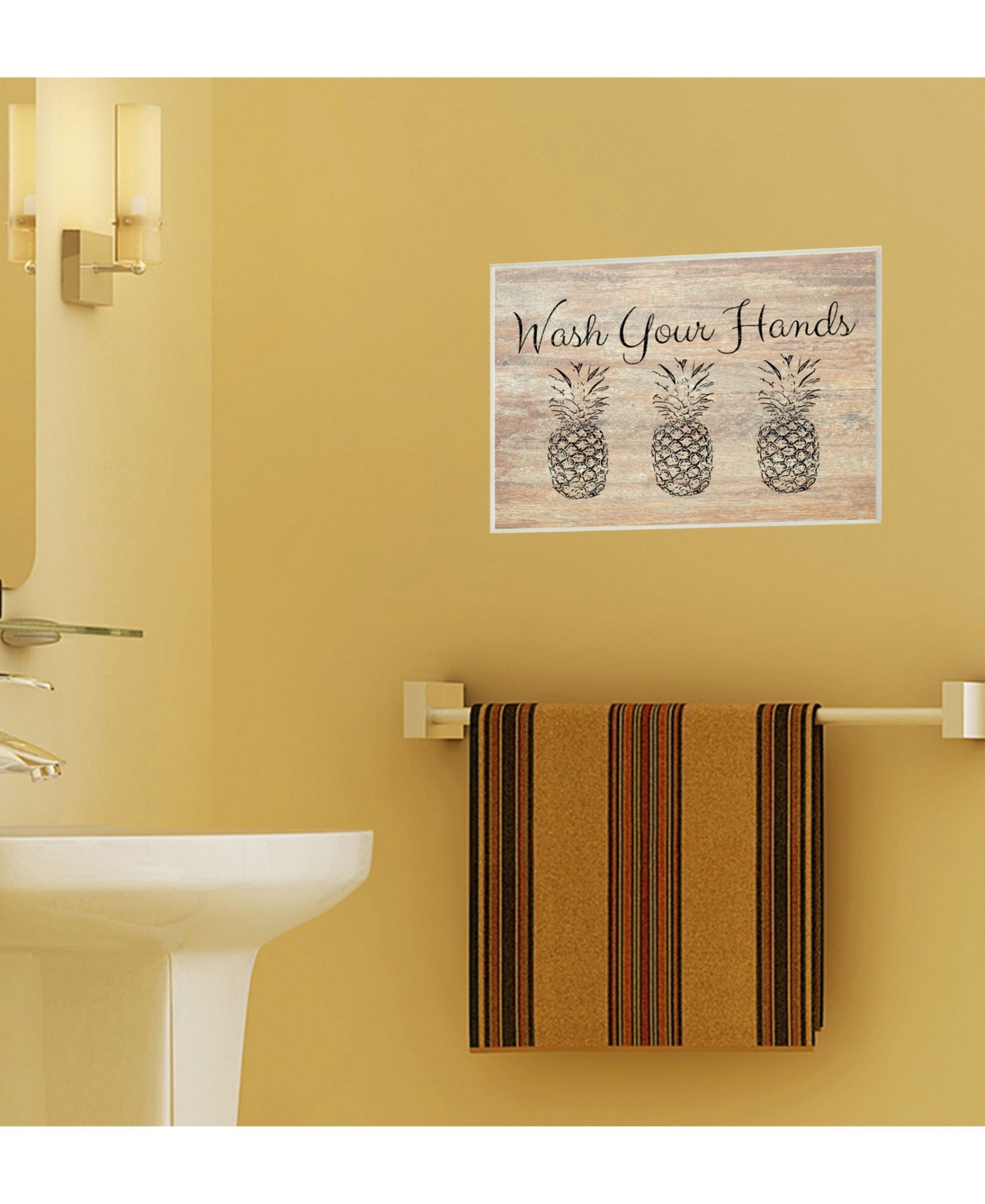 Stupell Industries Wash Your Hands Pineapple Wall Plaque Art,
