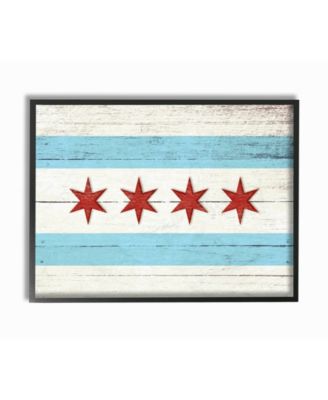 Chicago Flag Distressed Wood Look Framed Giclee Art, 16" x 20"
