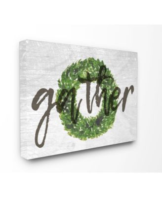 Gather Boxwood Wreath Typography Canvas Wall Art, 24" x 30"