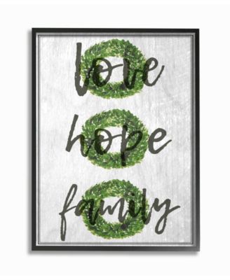 Love Hope Family Boxwood Wreath Framed Giclee Art, 11" x 14"