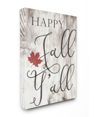 Happy Fall Y'all Typography Sign Canvas Wall Art, 24" x 30"
