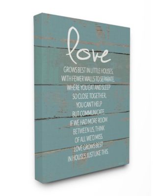 Love Grows Best in Little Houses Distressed Teal Shiplap Canvas Wall Art, 24" x 30"