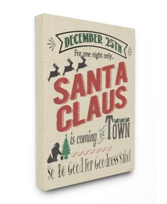 Santa For One Night Only Typography Canvas Wall Art, 24" x 30"