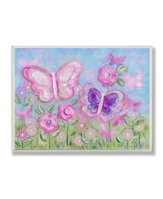 The Kids Room Pastel Butterflies in a Garden Wall Plaque Art, 12.5" x 18.5"