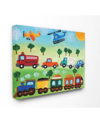 The Kids Room Planes, Trains, and Automobiles Canvas Wall Art, 24" x 30"