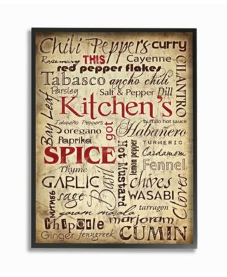 Home Decor Kitchen Spice Typography Framed Giclee Art, 11" x 14"