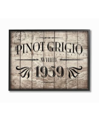 Home Decor Pinot Grigio Barrel Label Wine Kitchen Framed Giclee Art, 16" x 20"