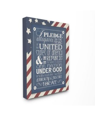 Home Decor Pledge of Allegiance with American Flag Background Canvas Wall Art, 16" x 20"