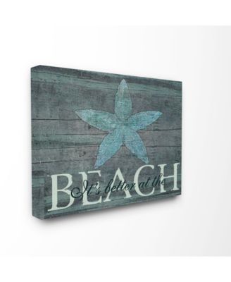 Home Decor It's Better at the Beach Starfish Canvas Wall Art, 16" x 20"