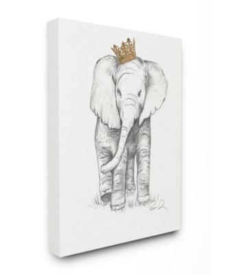 Elephant Royalty Graphite Drawing Canvas Wall Art, 30" x 40"