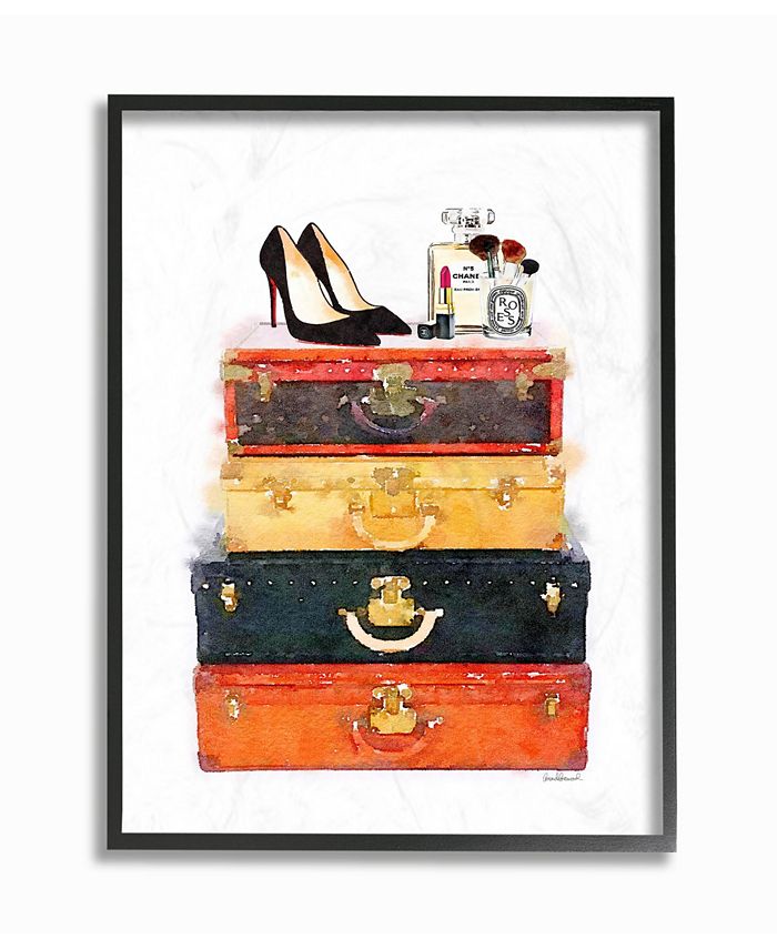 Stupell Industries Luggage Stack Shoes and Makeup Wall Art Collection ...