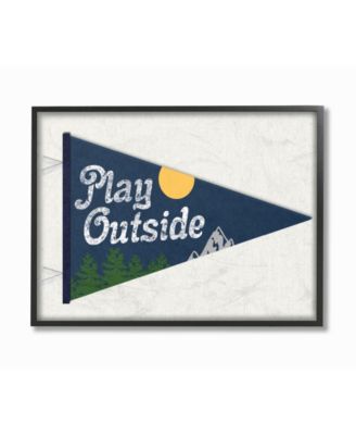 Play Outside Nature Pennant Blue Framed Giclee Art, 11" x 14"