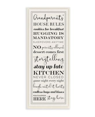 Grandparents House Rules Wall Plaque Art, 7" x 17"
