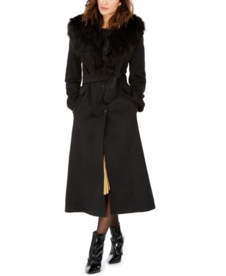 calvin klein faux fur maxi coat