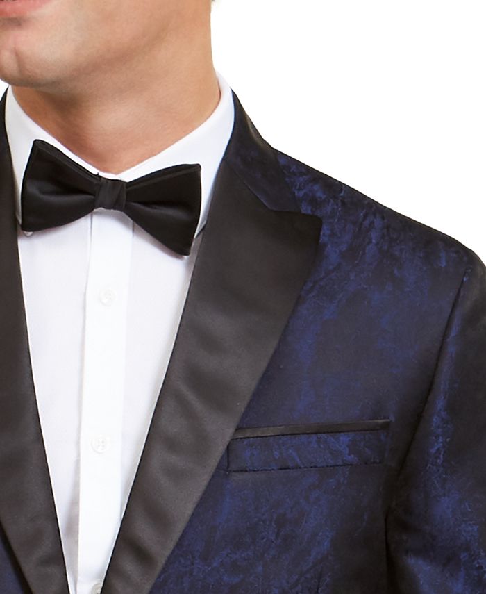 Cole Reaction Men's SlimFit Peak Lapel Dark Blue Jacquard