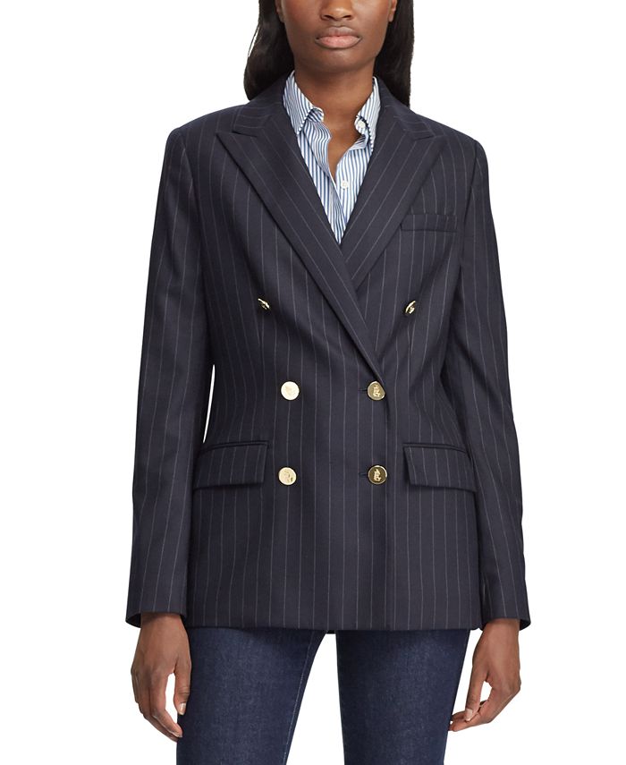 Lauren Ralph Lauren Pinstripe Print Double Breasted Blazer Macy s