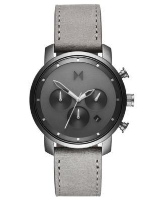 MVMT - Men's Chronograph 40 Monochrome Gray Leather Strap Watch 40mm