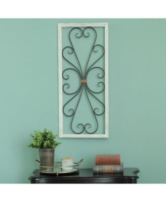 Stratton Home Décor Stratton Home Decor Distressed White Scroll Panel Wall Decor