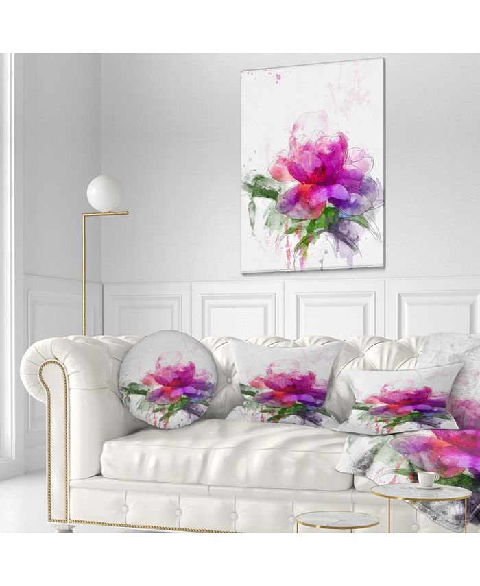 Design Art Designart Purple Peony Illustration Sketch Flowers Throw ...