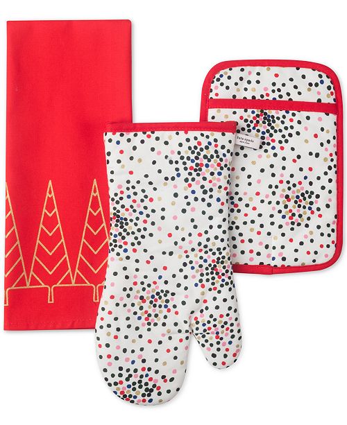 Kate Spade New York 3 Pc Spruce Way Kitchen Towel Oven Mitt