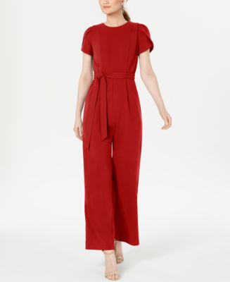 Calvin Klein Belted Puff-Sleeve Jumpsuit & Reviews - Pants & Capris - Women  - Macy's