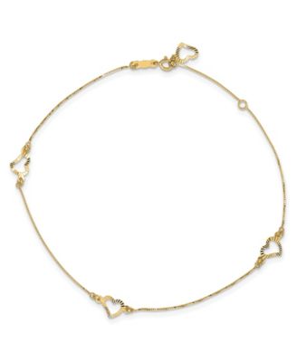 Macy's - Heart Anklet with Adjustable 1" Extension in 14k Yellow Gold