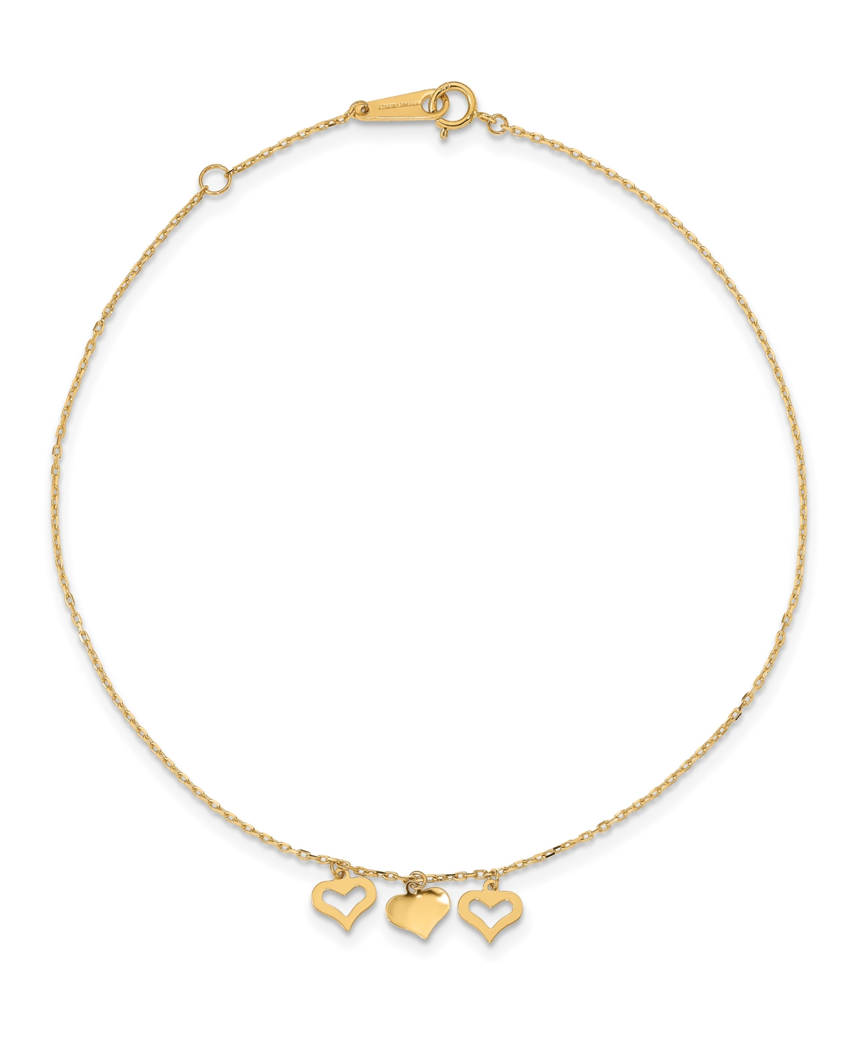 Three Heart Anklet in 14k Yellow Gold - Gold