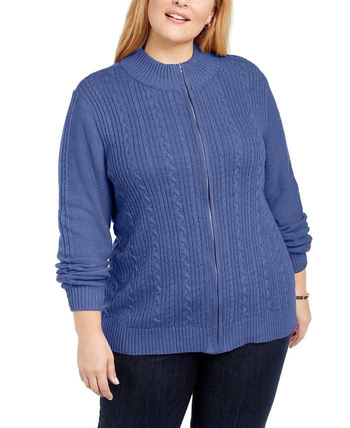 Karen Scott Plus Size Cable Knit Cardigan Sweater, Created for Macy's -  Macy's