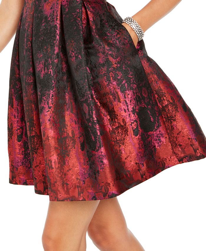 Women's Vince Camuto Lace V-Neck Fit & Flare Dress Blue Size 8
