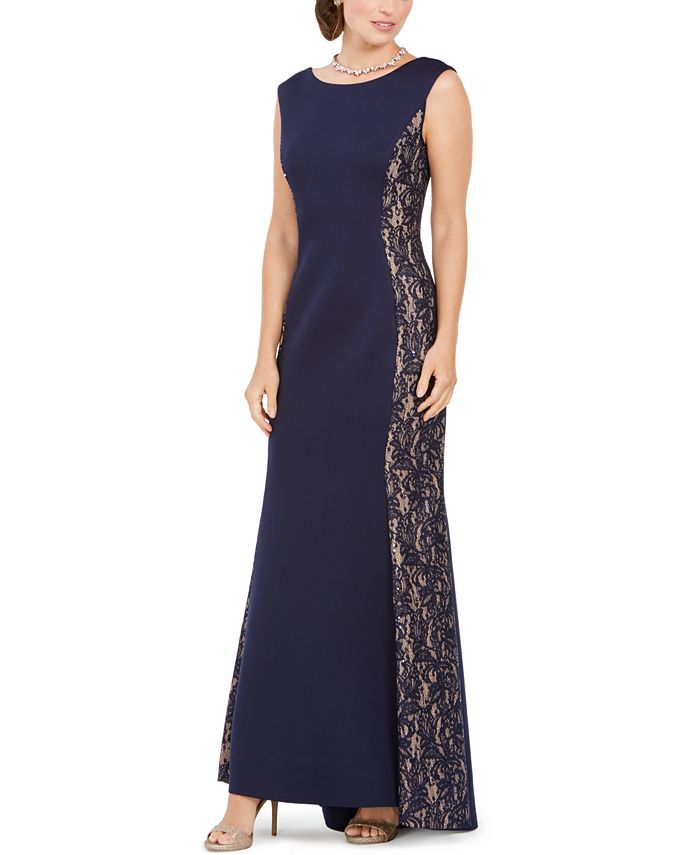 Jessica Howard Sequined-Lace Scuba Mermaid Gown - Macy's