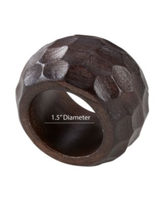 Mango Wood Napkin Ring with Chunky Design, Set of 4