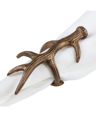 Rustic Napkin Ring With Antler Design, Set of 4