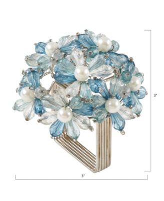 Napkin Ring with Beaded Floral Design, Set of 4