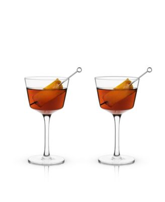 Raye Angled Crystal Nick & Nora Glasses Set of 2, 6 Oz