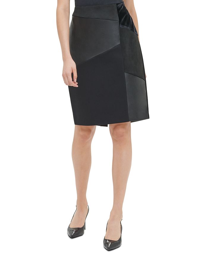 Calvin Klein Mixed-Media Pencil Skirt & Reviews - Skirts - Women - Macy's