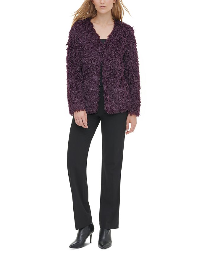 Calvin Klein FauxFeather Fuzzy Jacket Macy's