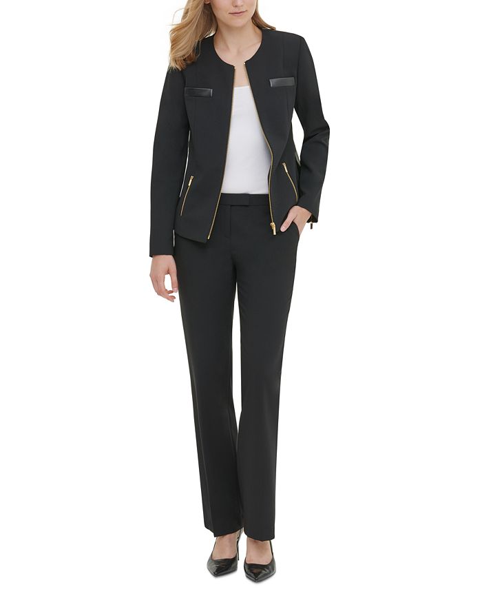 Calvin Klein MixedMedia ZipFront Jacket Macy's