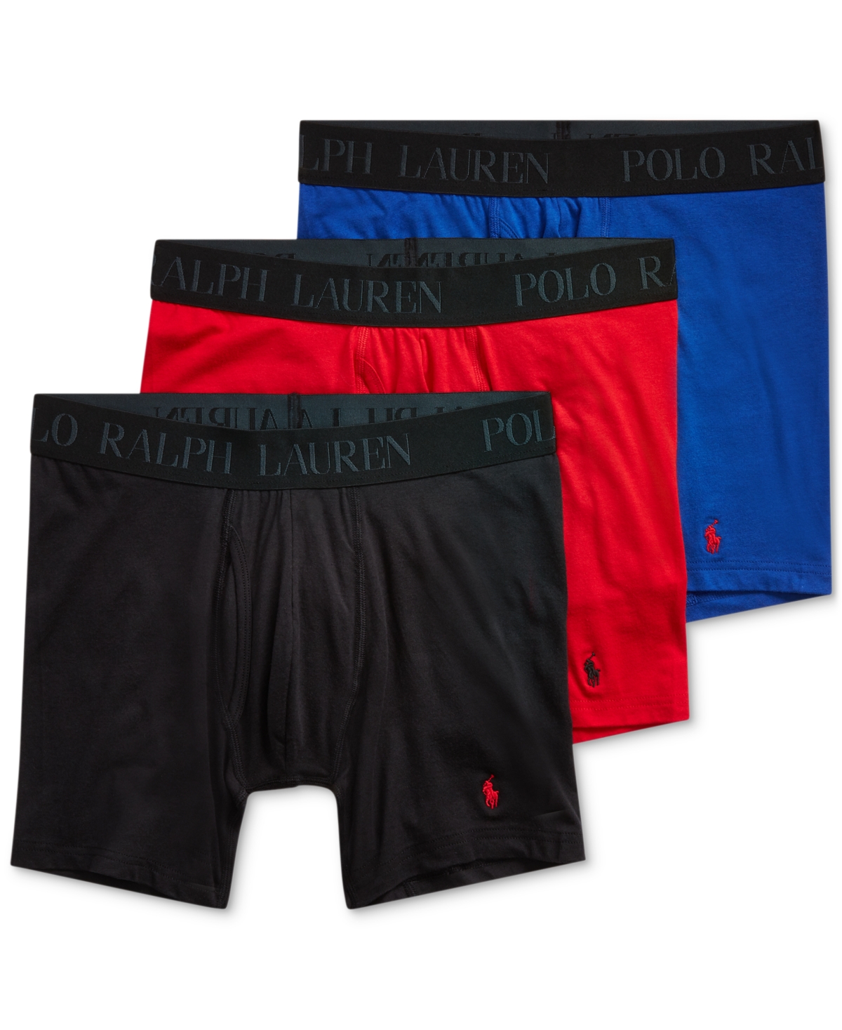 Shop Polo Ralph Lauren Men's 3-pack 4d Flex Modal Boxer Briefs In Royal,red,black