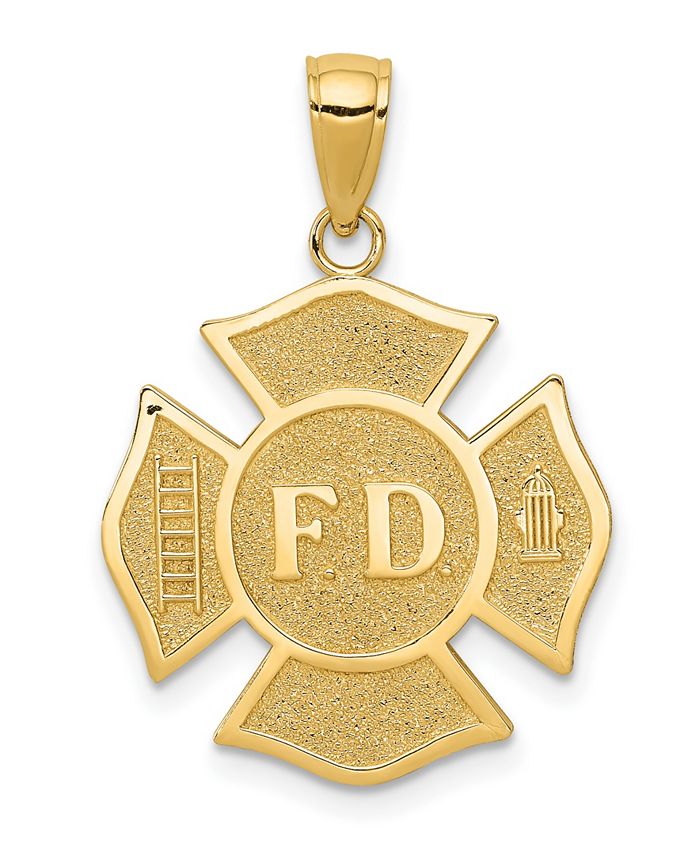 Macy's Fire Department Badge Pendant in 14k Yellow Gold - Macy's