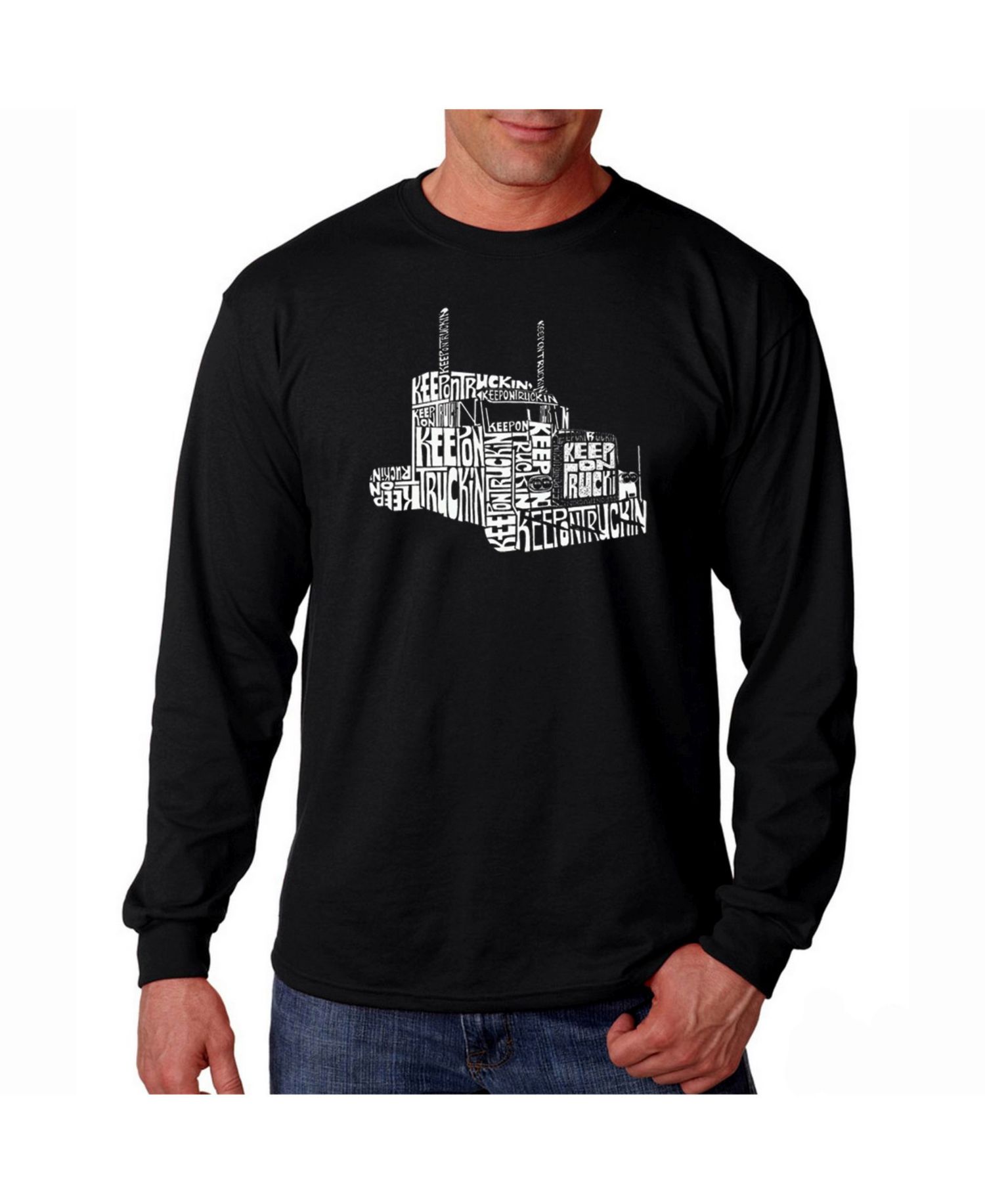 Men's Word Art Long Sleeve T-Shirt- Keep On Truckin
