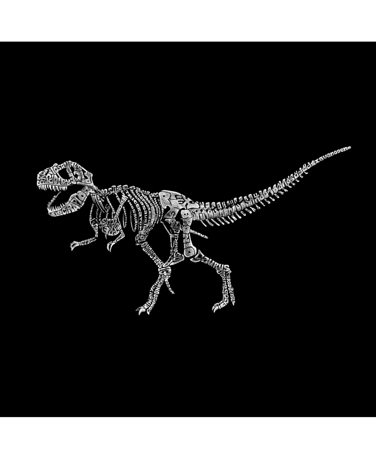 La Pop Art Men's Word Art Long Sleeve T-Shirt - Dinosaur T-Rex Skeleton