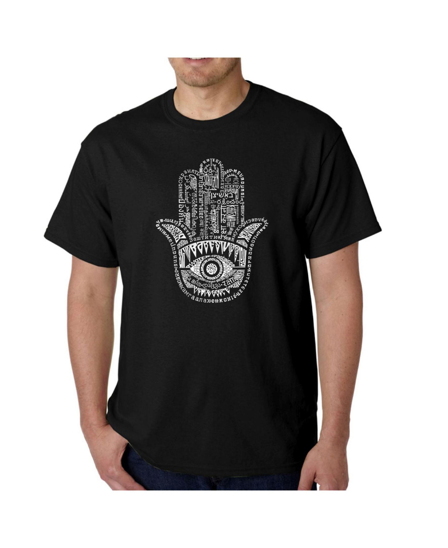 Мужская футболка LA Pop Art Word Art - Hamsa, цвет: Чёрный — фото 1