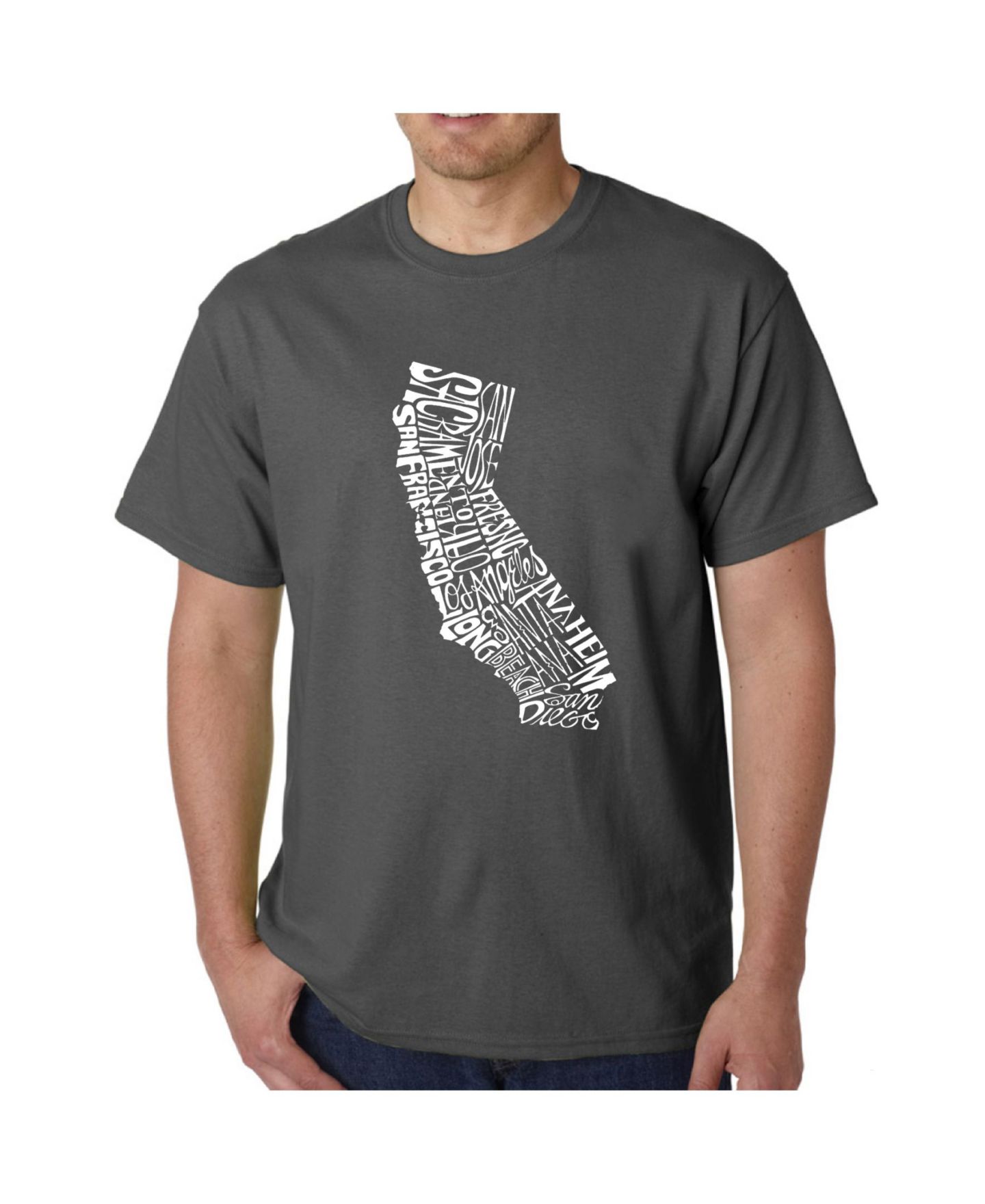 Мужская футболка LA Pop Art Word Art - California State, цвет: Чёрный — фото 3
