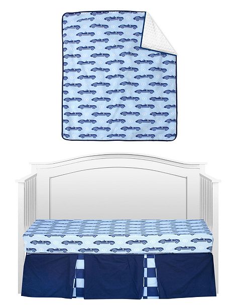 Pam Grace Creations Vintage Style Racecars 3 Piece Crib Bedding